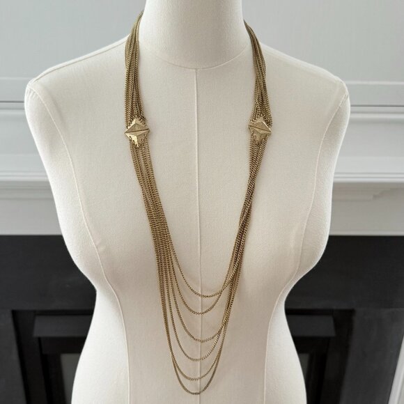 ✨ Vintage Multi-Strand Gold Tone Statement Necklace ✨ - Picture 1 of 10